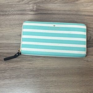 Kate Spade Teal and White Striped Wallet